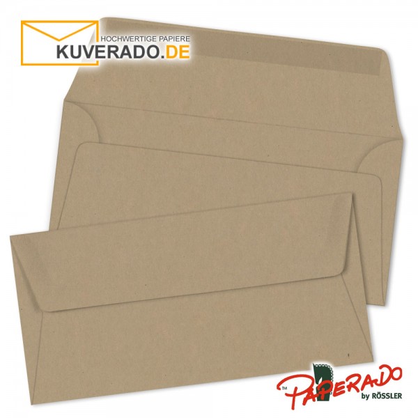 Paperado Briefumschläge aus braunem Kraftpapier DIN lang nassklebend