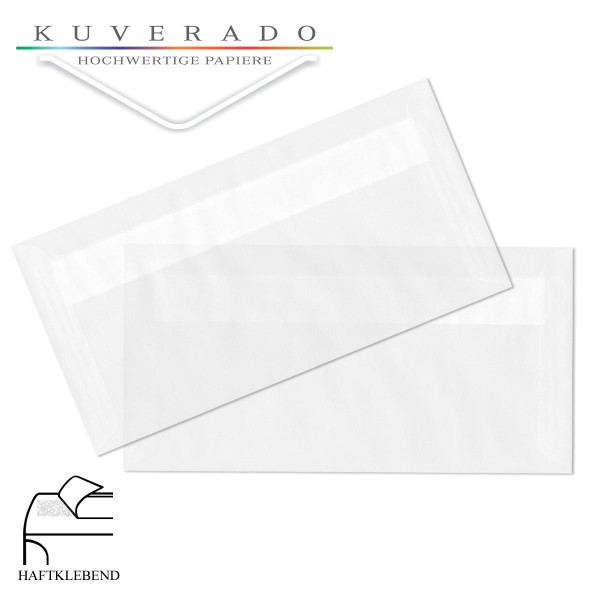 transparente Briefumschläge DIN lang in hochweiß