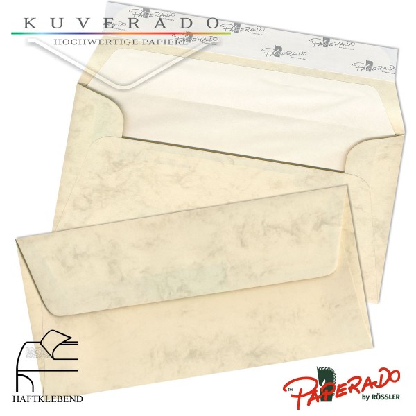 Paperado marmorierte Briefumschläge in chamois DIN lang
