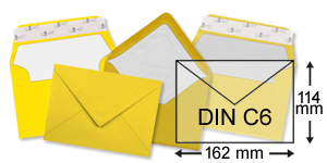 gelbe Briefumschläge im Format DIN C6
