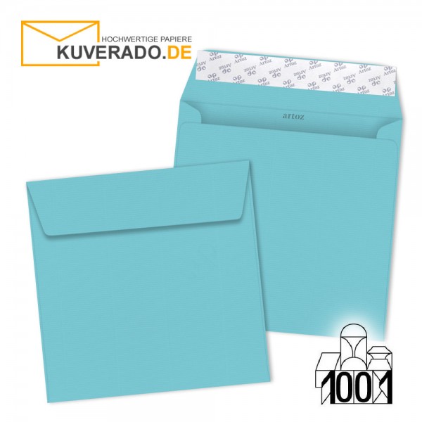 Artoz 1001 Briefumschläge türkisblau quadratisch 160x160 mm