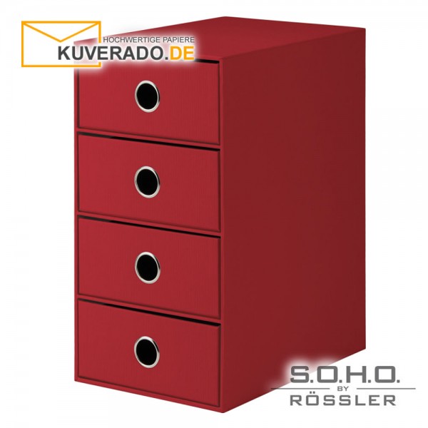 S.O.H.O. 4er Schubladenbox für DIN A5 in der Farbe "rot"