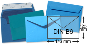 blaue Briefumschläge im Format DIN B6