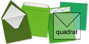 quadratische Briefumschläge in grün