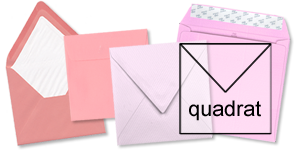 quadratische Briefumschläge in rosa