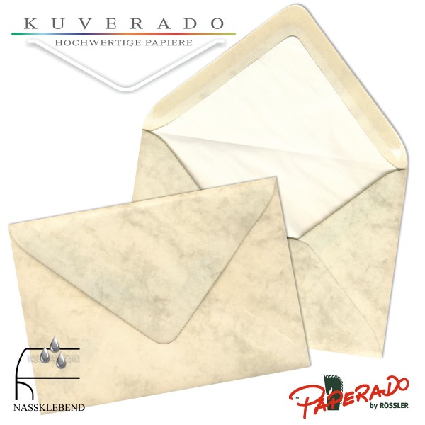 Paperado marmorierte Briefumschläge in chamois DIN C6