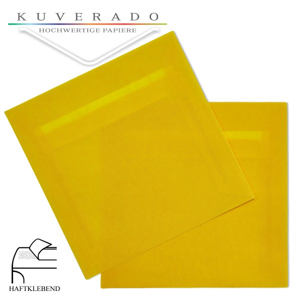 transparente Briefumschläge quadratisch in gelb