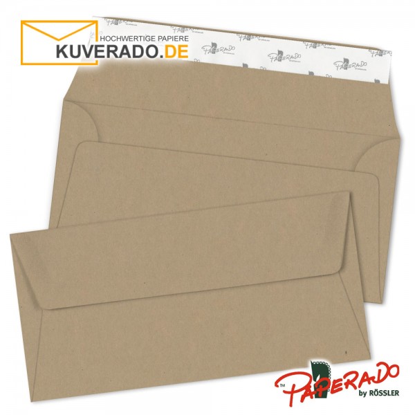 Paperado Briefumschläge aus braunem Kraftpapier DIN lang haftklebend