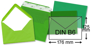 grüne Briefumschläge im Format DIN B6