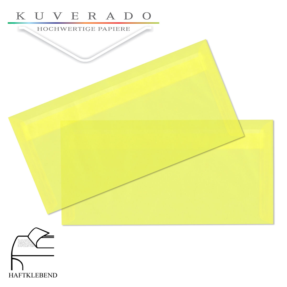 100 Briefumschläge Din lang transparent gelb 