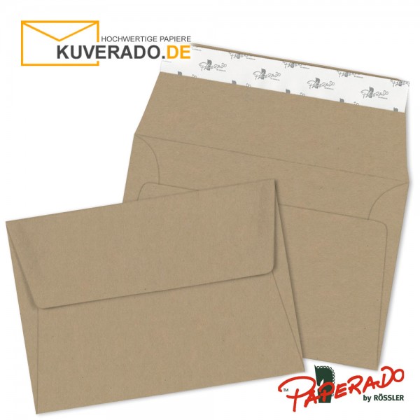 Paperado Briefumschläge aus braunem Kraftpapier DIN B6 haftklebend