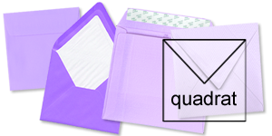 quadratische Briefumschläge in lila