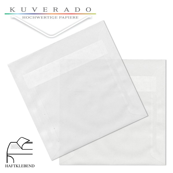 transparente Briefumschläge quadratisch in weiß