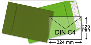 grüne Versandtaschen im Format DIN C4