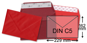rote Briefumschläge im Format DIN C5