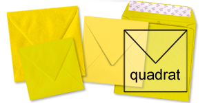 quadratische Briefumschläge in gelb